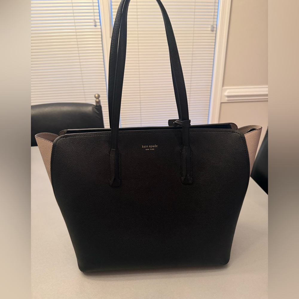 Kate Spade Black Tote with Taupe Side Panels